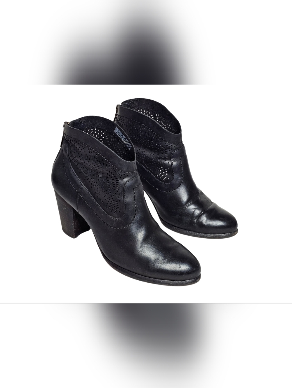 UGG Charlotte Black Leather Seaweed Perforated Ankle Booties Women's 9 Boho Chic